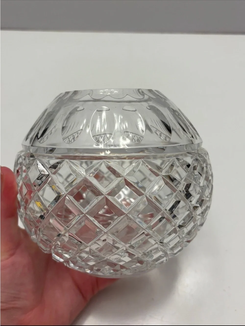 vintage cut-crystal globe rose bowl/ vase